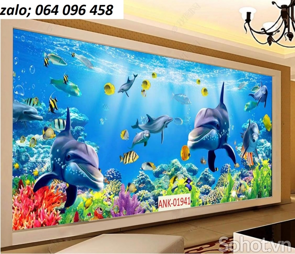 Tranh gạch 3d cá heo phong cảnh biển - CNB433