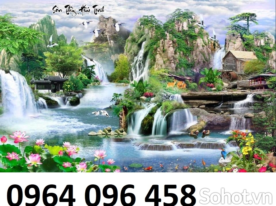Tranh gạch men 3d phong cảnh thác nước - BVM05