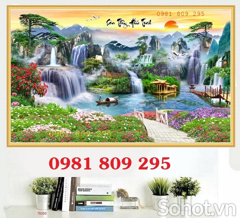 Gạch tranh phong cảnh vườn hoa HP7654