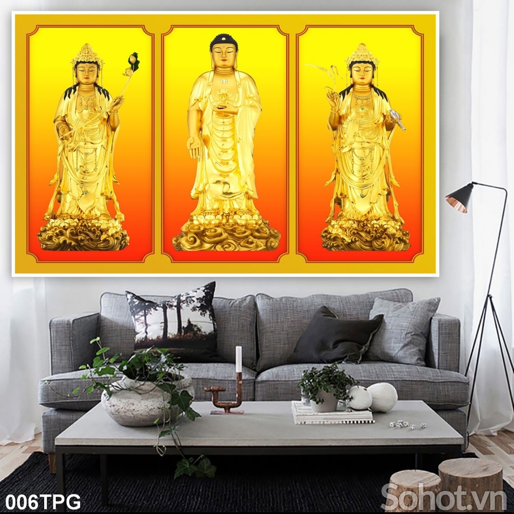 Tranh ốp tường Phật Giáo 3D- Tranh phong thuỷ