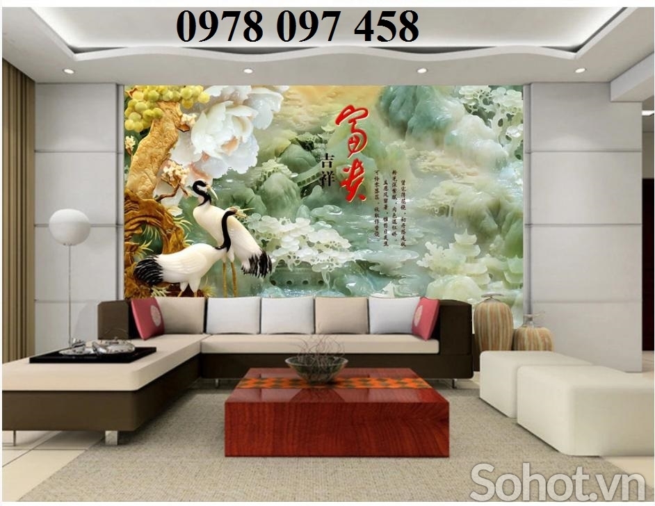 Gạch tranh 3d - tranh tùng hạc