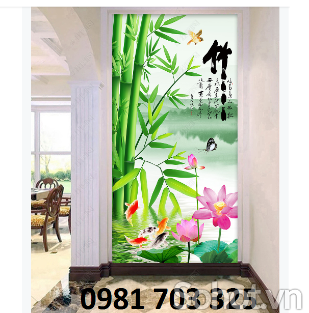 Tranh khổ đứng 3D- tranh hoa ốp tường