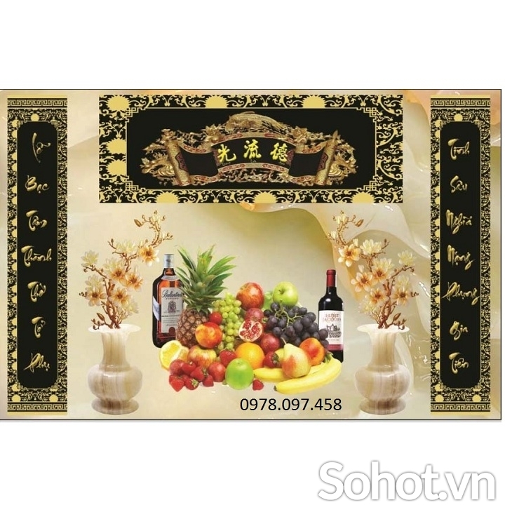 Phòng thờ - tranh gạch câu đối