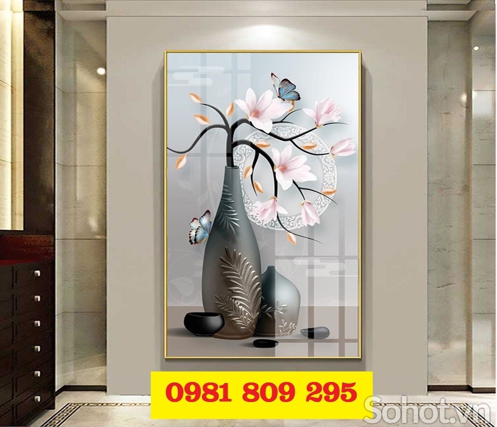 Tranh gạch bình hoa trang trí tường HG543