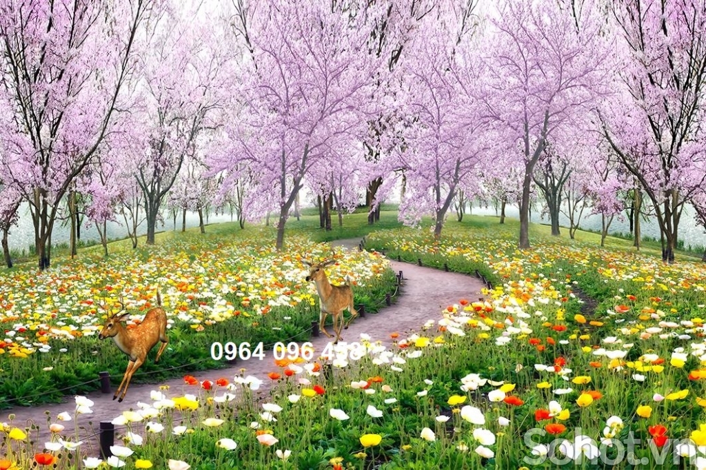 Tranh gạch 3d hoa đào - gạch tranh 3d hoa đào -SL029