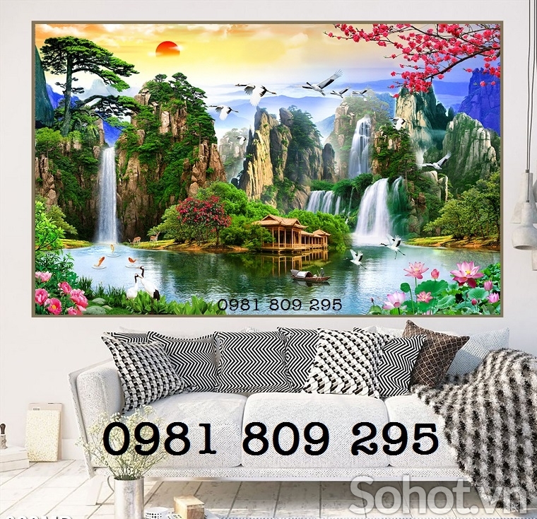 Tranh gạch gạch ốp tường phong cảnh trang trí