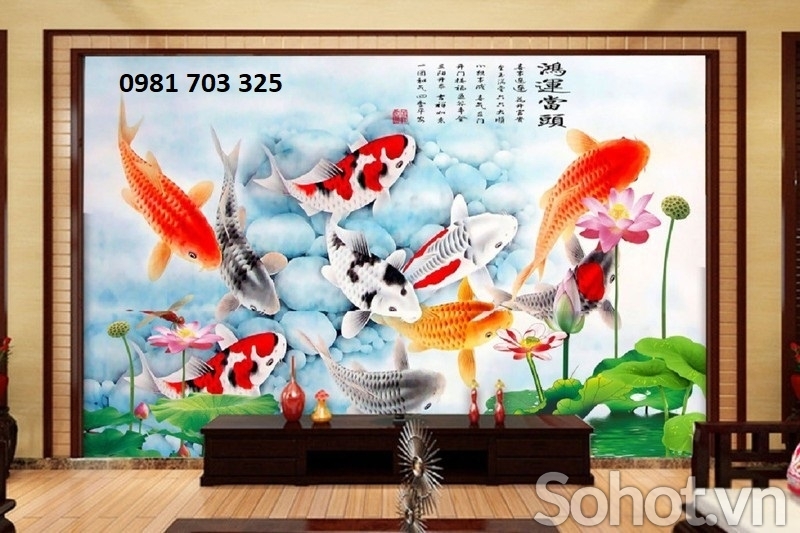 tranh cá chép-gạch tranh phong thủy