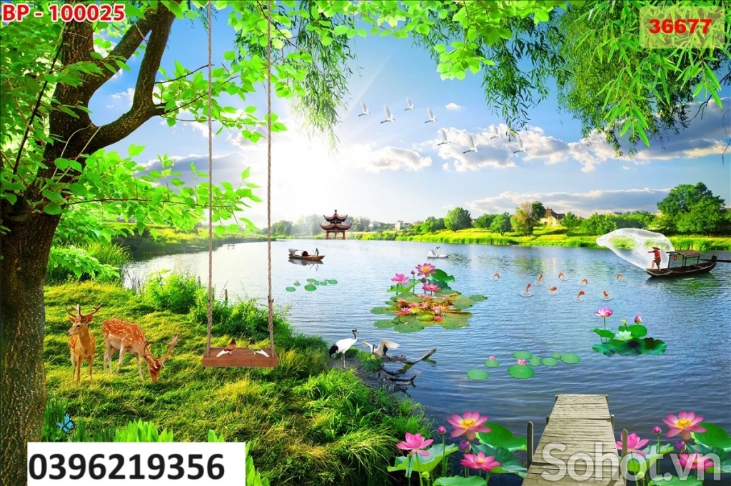 Tranh gạch sơn thủy treo tường