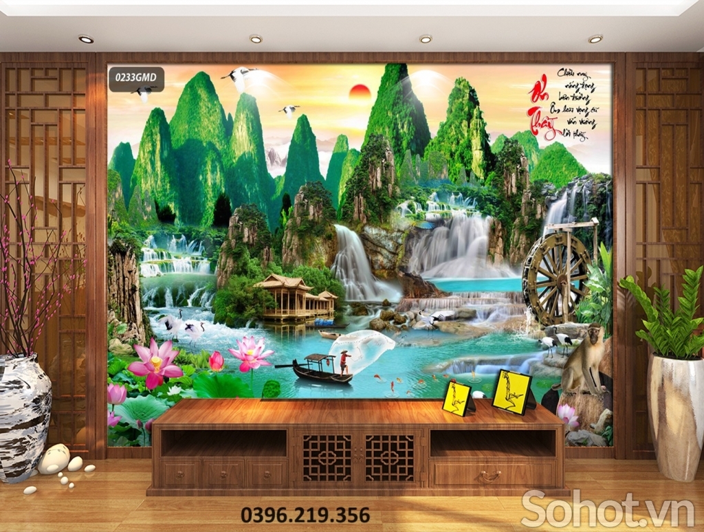 Tranh sơn thủy đẹp trang trí 3D