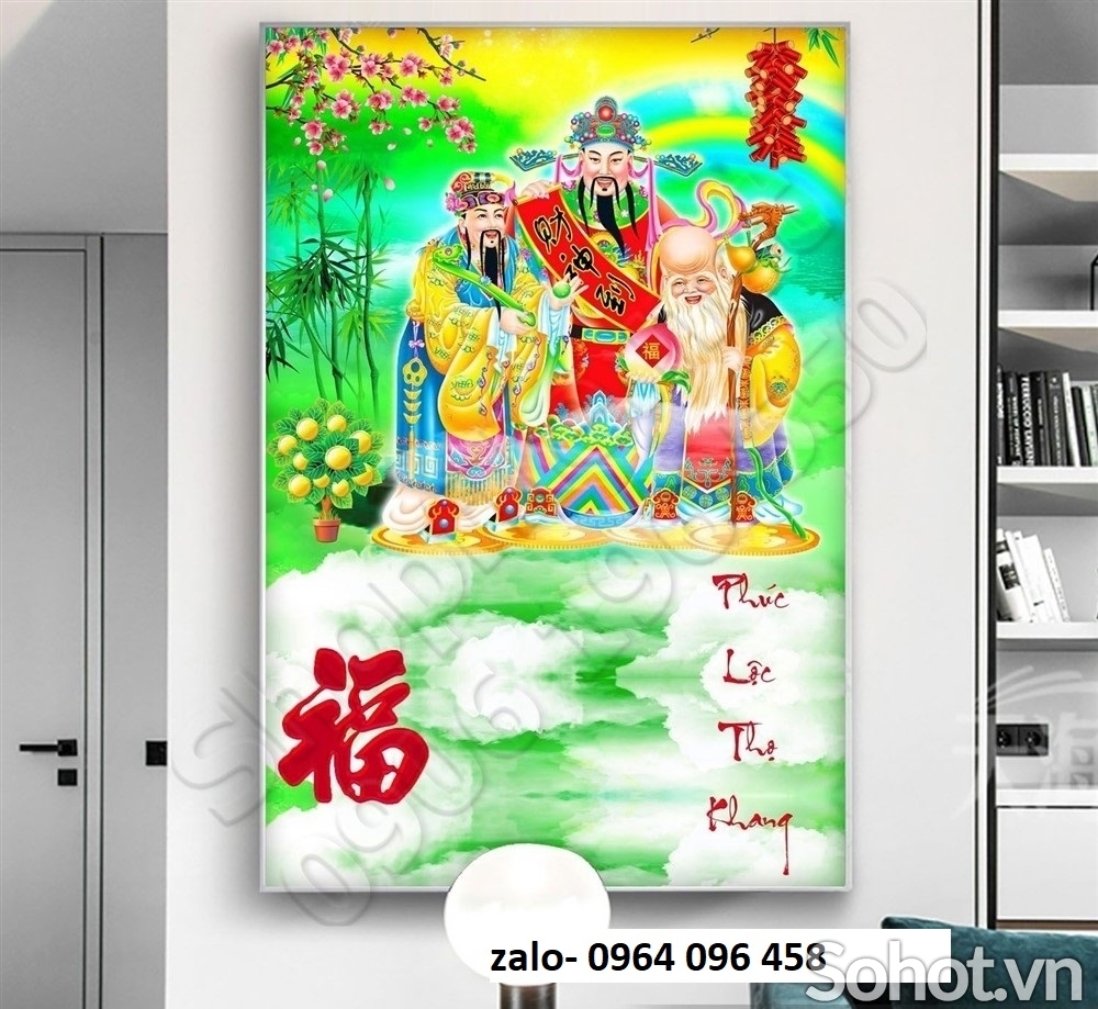 Tranh gạch 3d phúc lộc thọ - VCX87