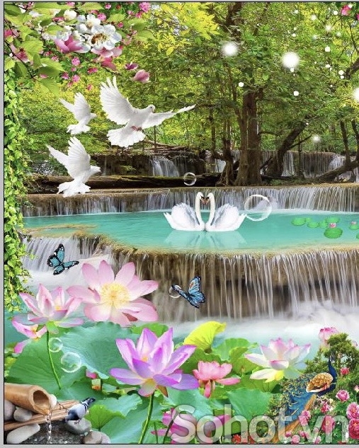 Tranh gạch 3D ốp tường phòng khách