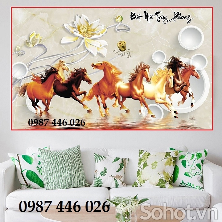 Tranh bát mã, gạch ốp tường, tranh trang trí