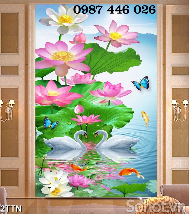 Gạch tranh hoa sen 3d ốp tường HP932