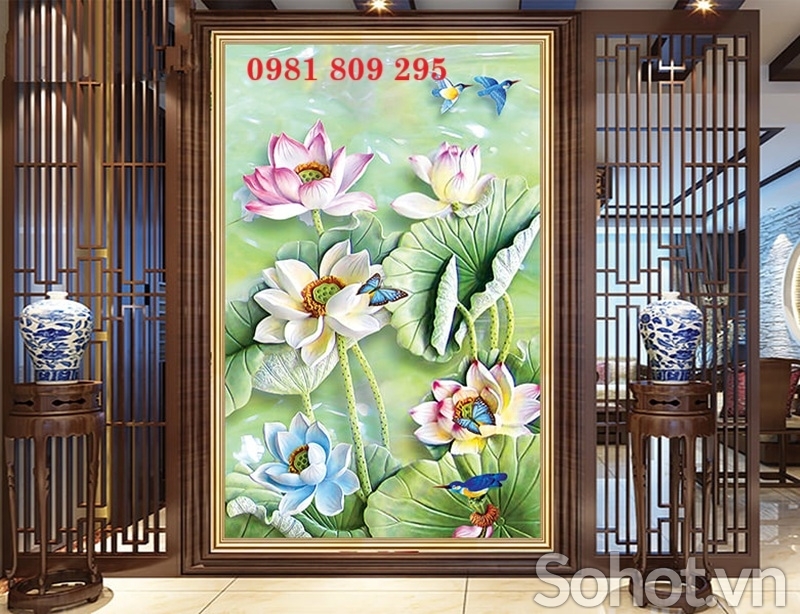 Mẫu gạch tranh khổ dọc , tranh ốp hiên