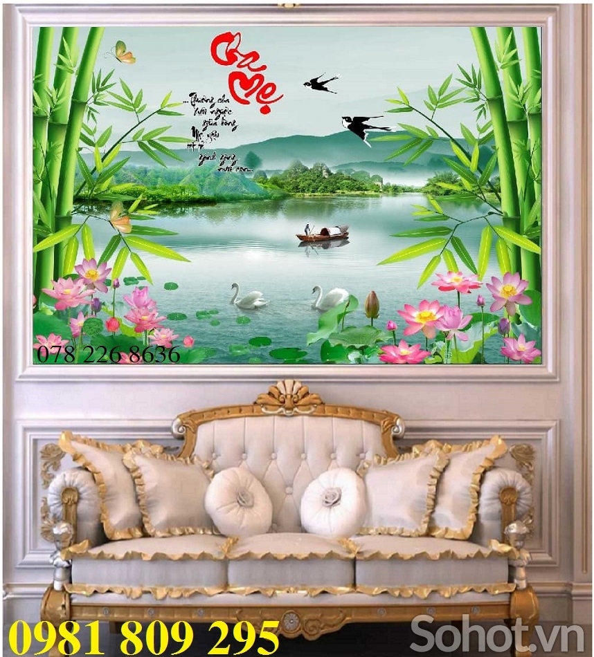 Gạch ốp tường 3d hoa sen , gạch tranh 3d