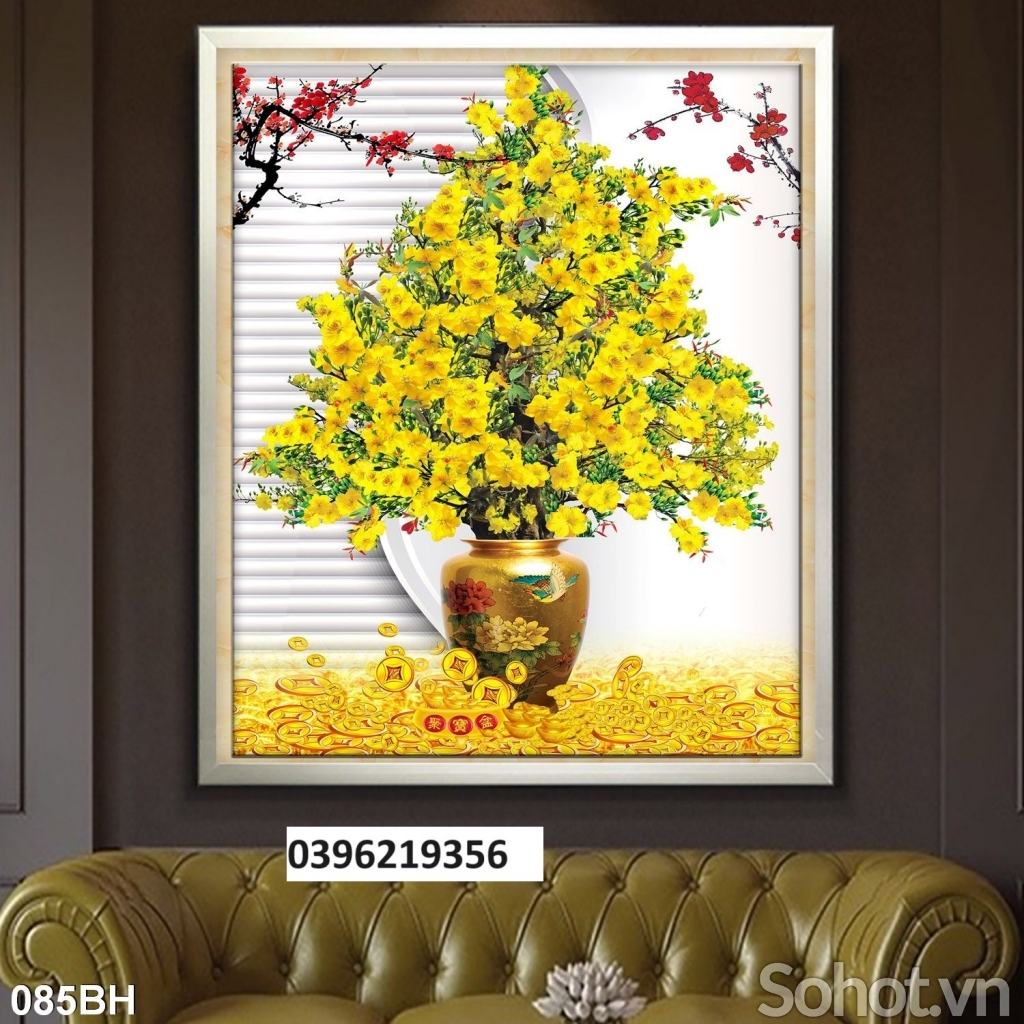 Tranh gạch đẹp bình hoa 3D