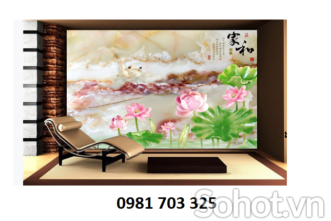Gạch tranh hoa sen ốp tường