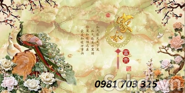 Tranh gạch sứ ngọc 3D - tranh phòng khách