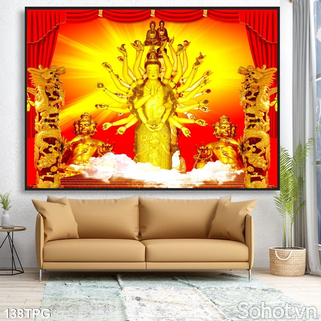 Tranh trang trí phòng thờ- Tranh Phật Giáo 3D cao cấp