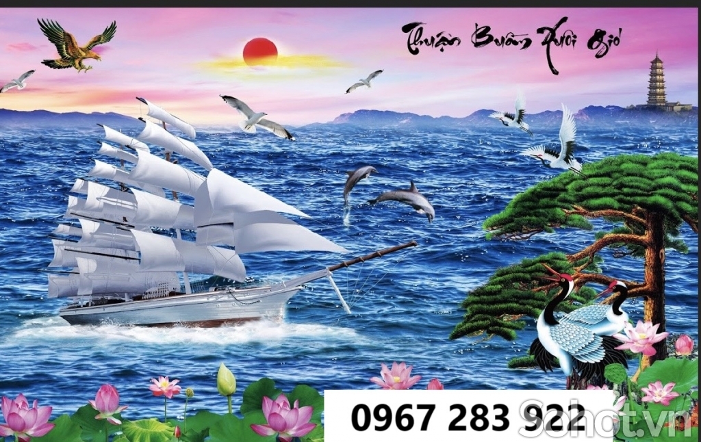 Gạch tranh 3d cảnh thuyền buồm