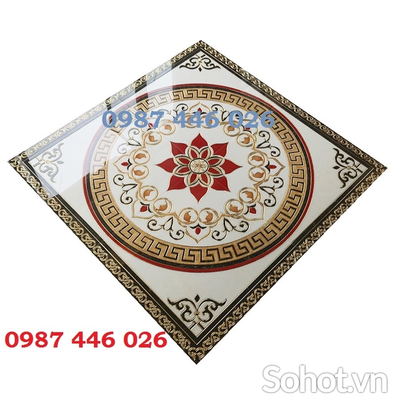 Gạch thảm vuông, gạch nền nhà đẹp khắc vàng HP9823