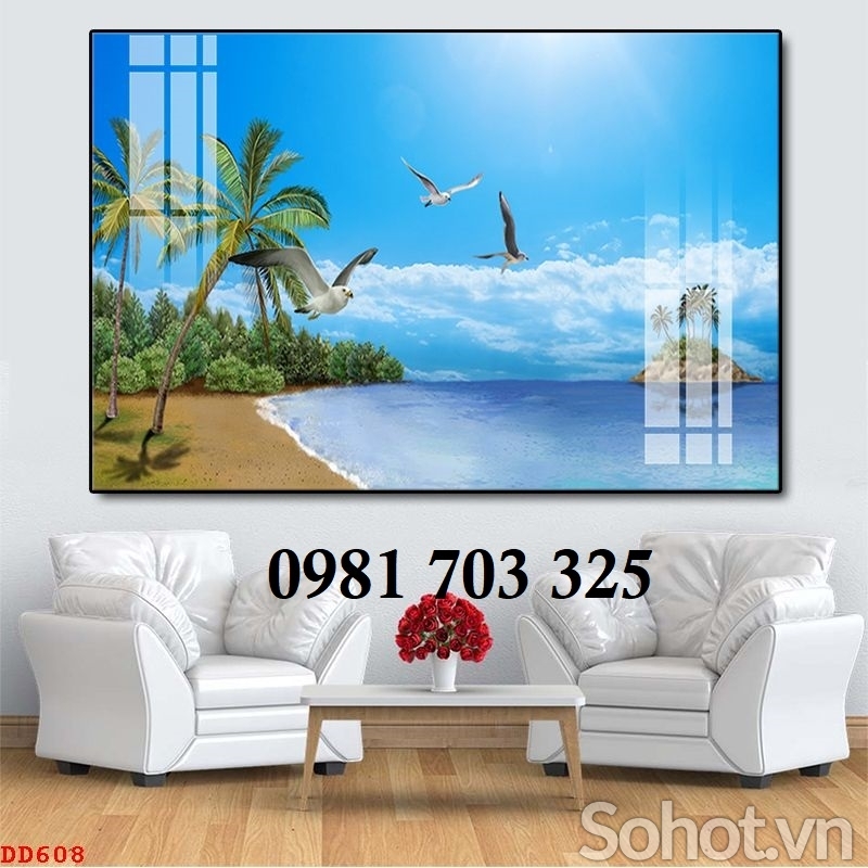 Tranh gạch 3d cảnh biển xanh