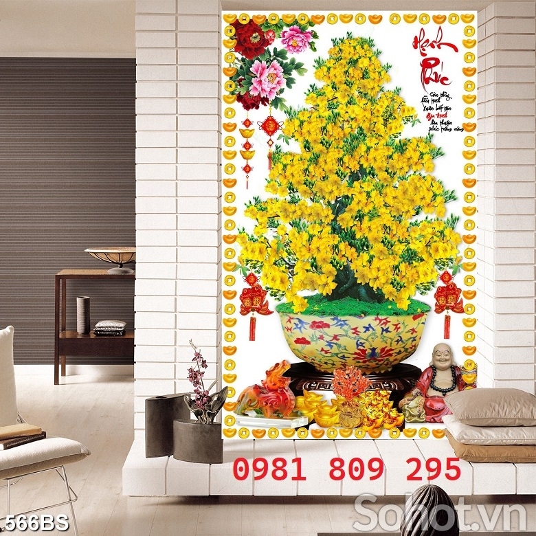 Tranh ốp tường 3d hoa mai , tranh gạch men