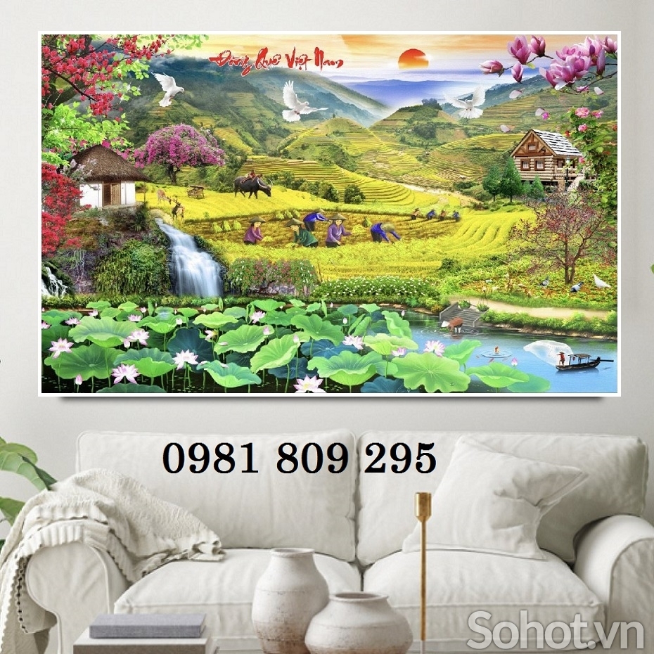 Gạch 3d phong cảnh , gạch tranh 3d ốp tường phòng khách HD555