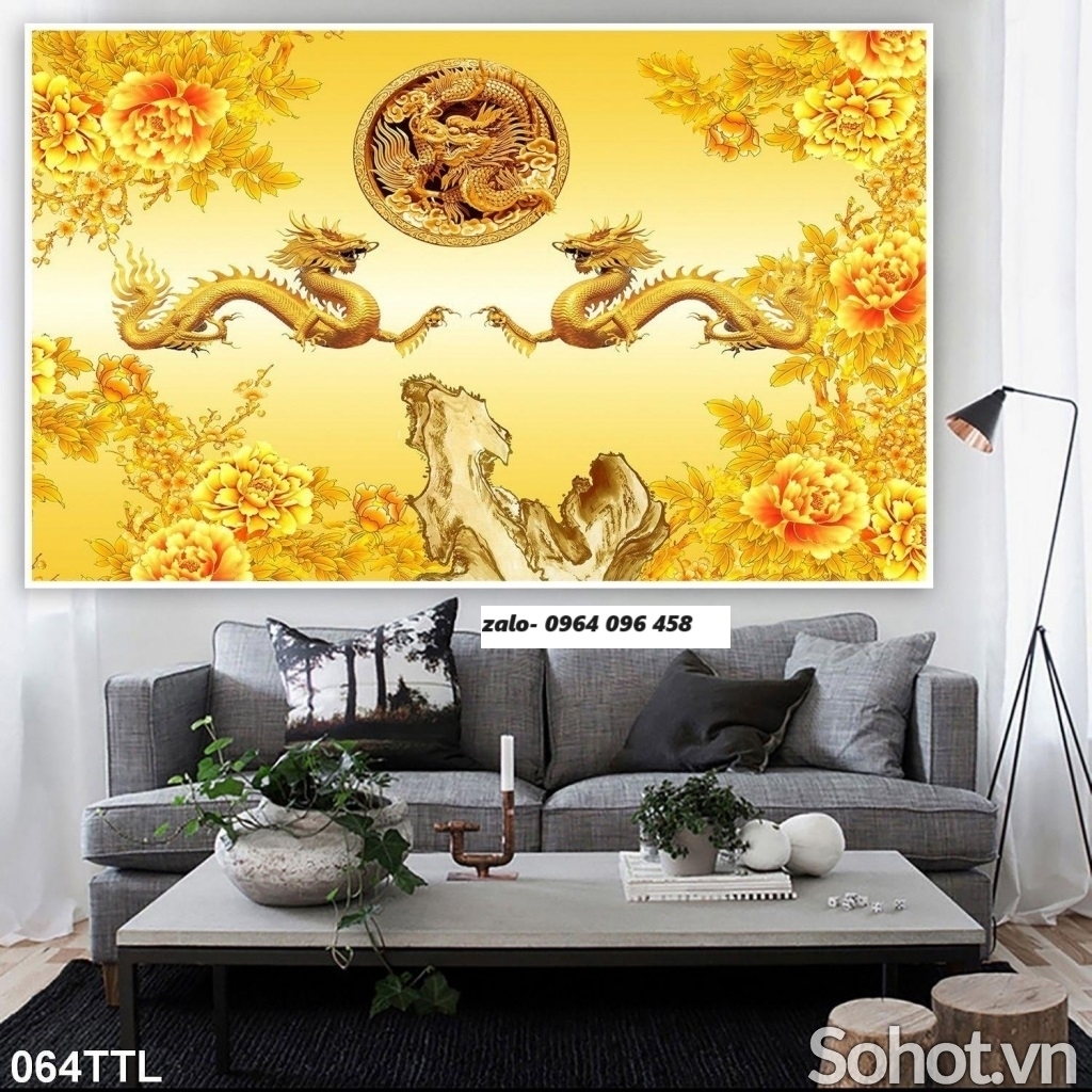 Tranh gạch 3d ốp tường tranh rồng phượng - CX322