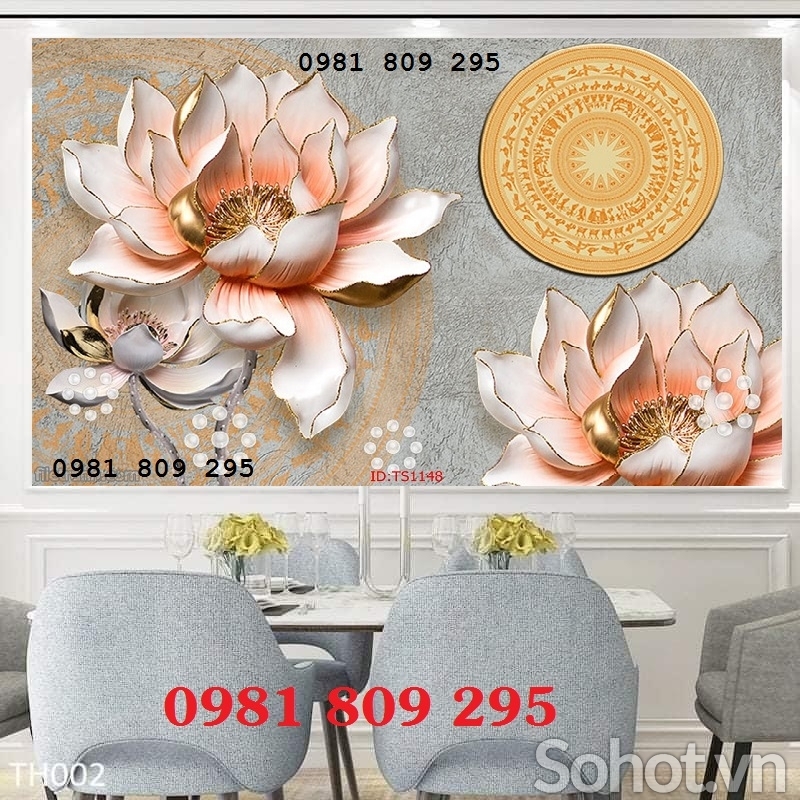 Gạch tranh tường hoa 3d ốp phòng khách HG430