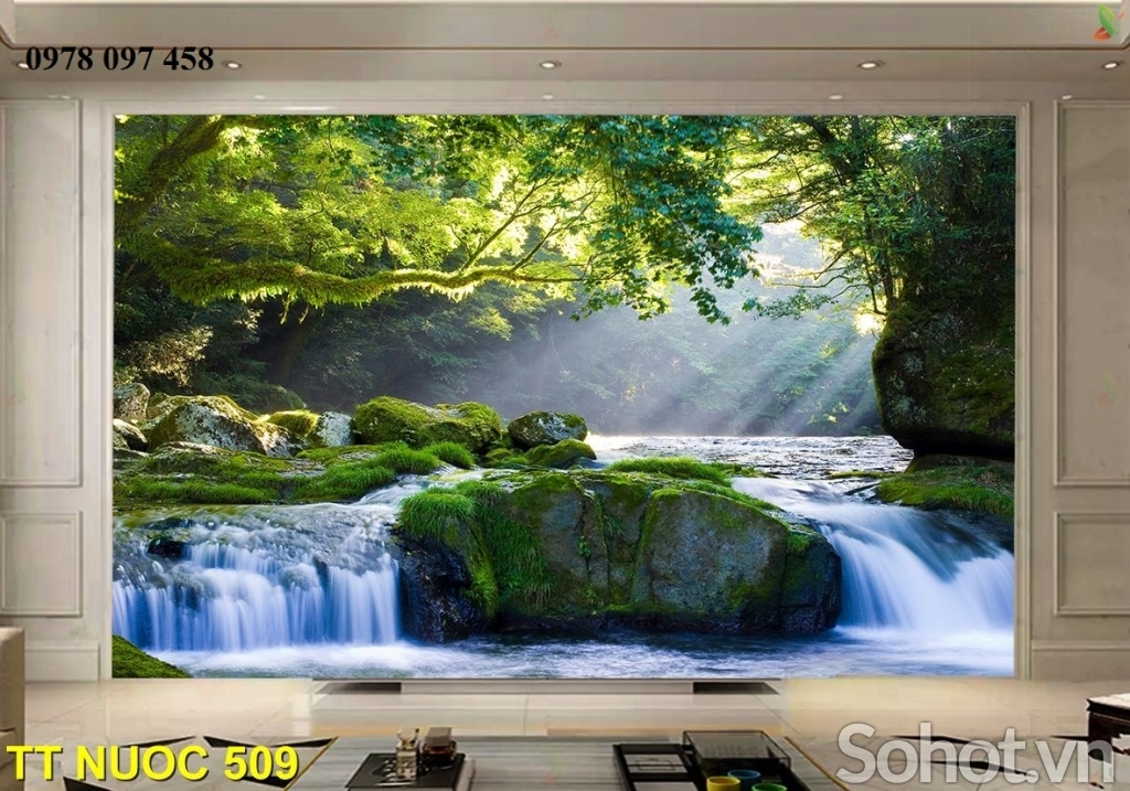 Tranh gạch - tranh thác nước