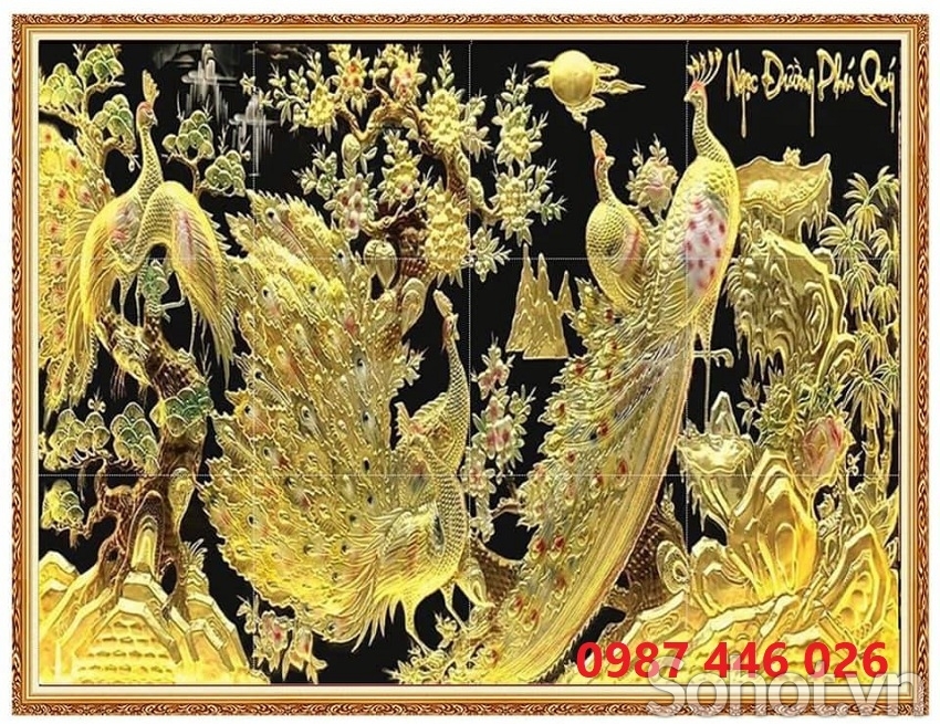 Tranh gạch men chim công HP72933