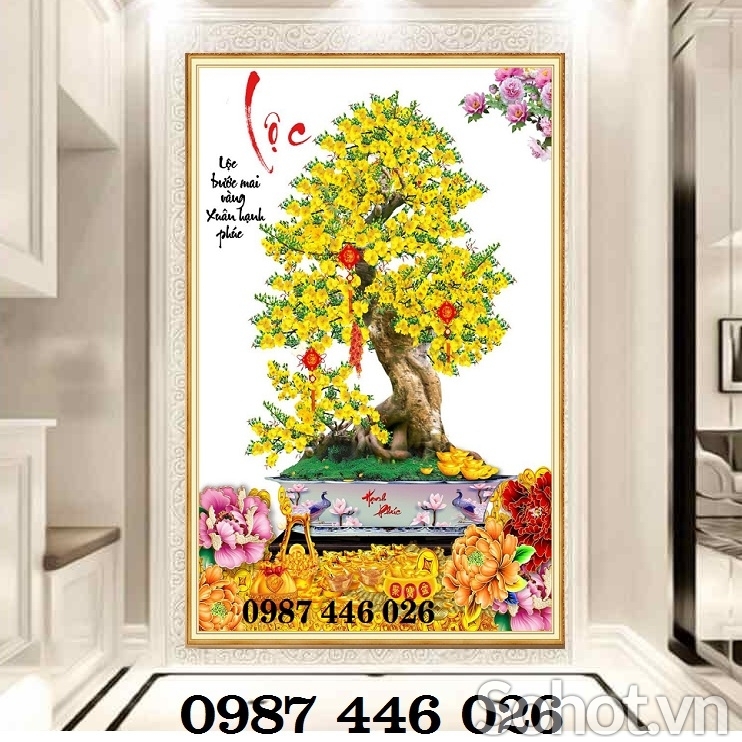 Tranh gạch men mai vàng HP9384`