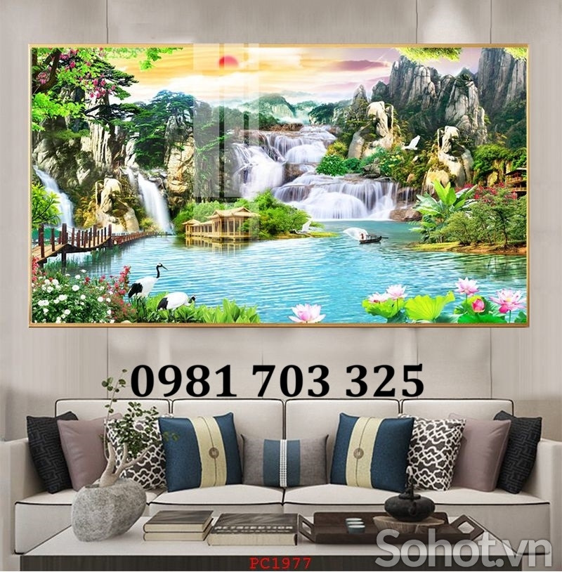 Gạch tranh phong cảnh thác nước