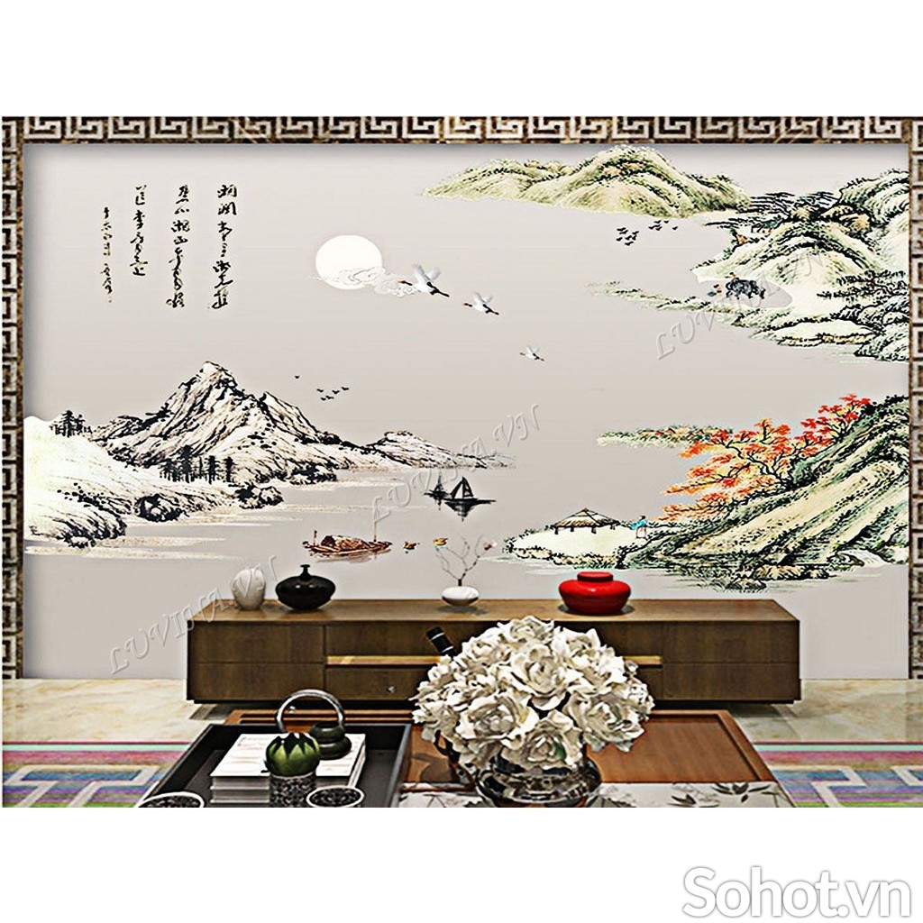 Tranh thủy mạc - tranh gạch 3d thủy mạc - SJK08