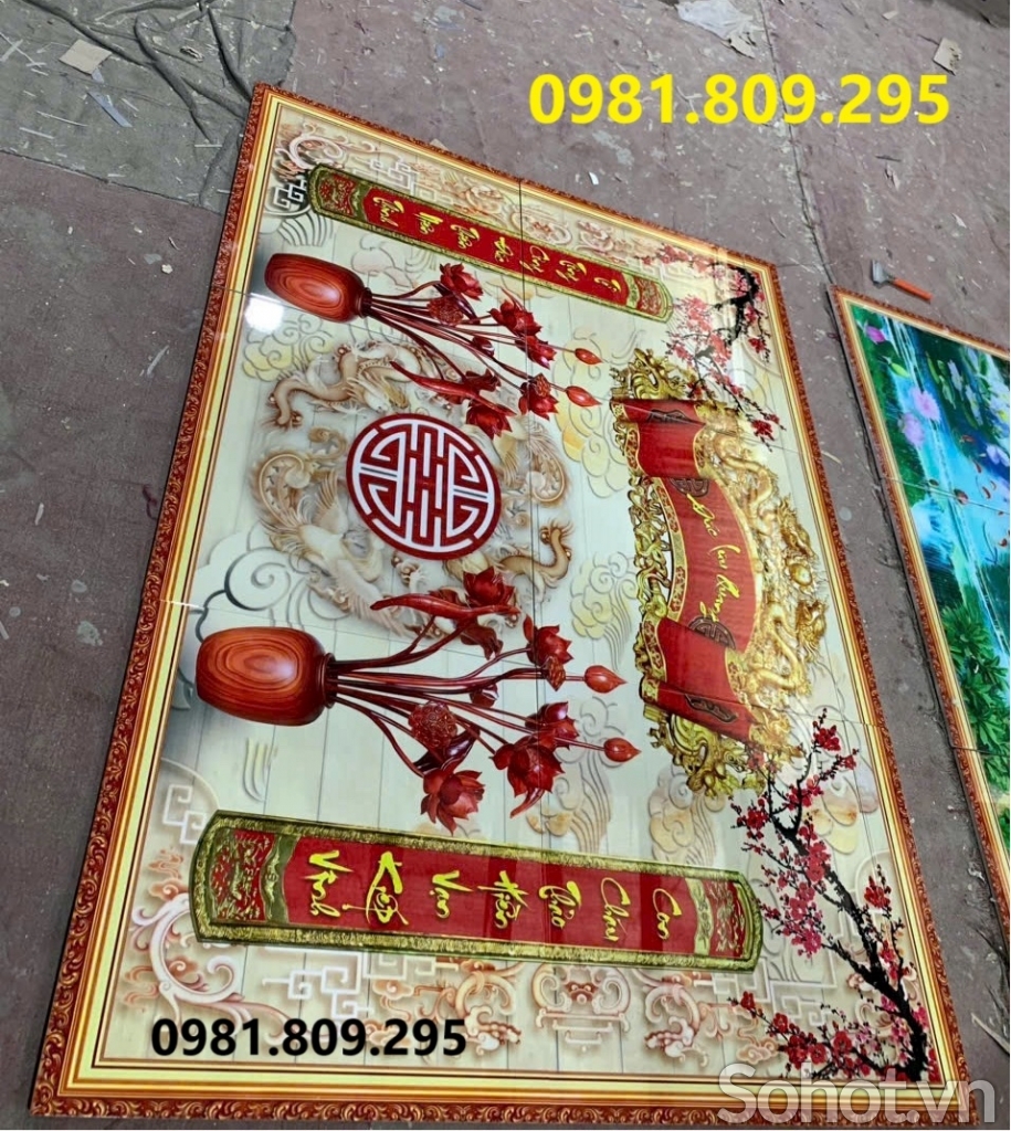 Gạch tranh ốp tường phòng thờ chữ phúc