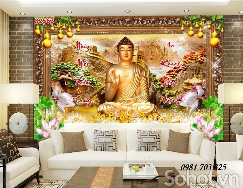 tranh phật giáo,gạch tranh ốp phòng thờ