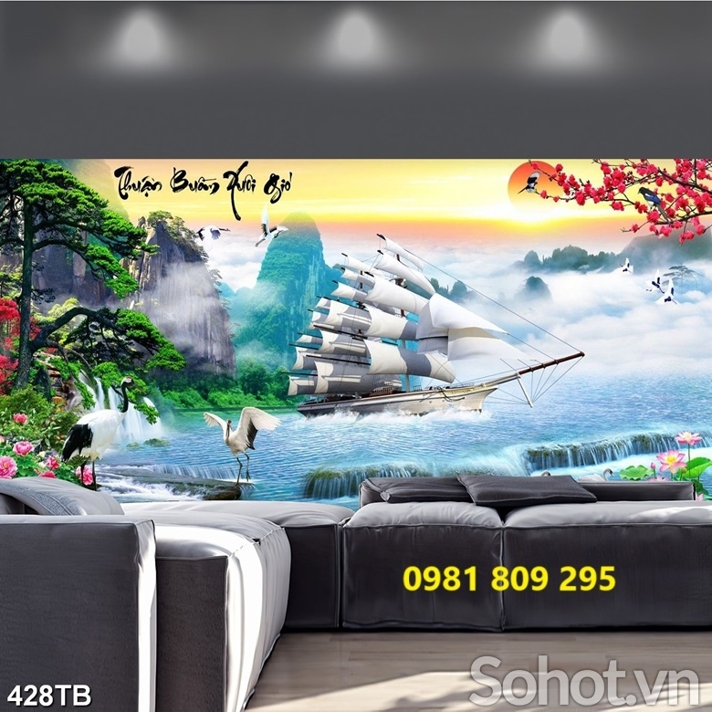 Tranh thuyền , gạch tranh 3d , tranh gạch