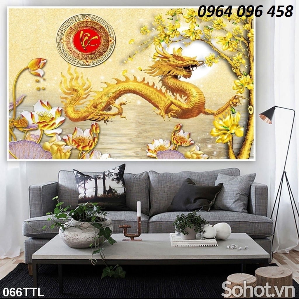Tranh rồng 3d phong thủy - gạch 3d ốp tường - FDX211
