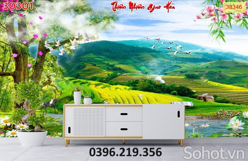 Gạch tranh 3D hình ruộng bậc thang