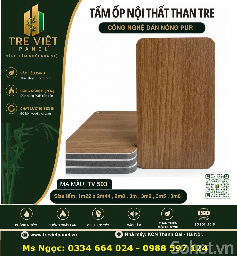 Tấm ốp than tre vân gỗ TRE VIỆT PANEL