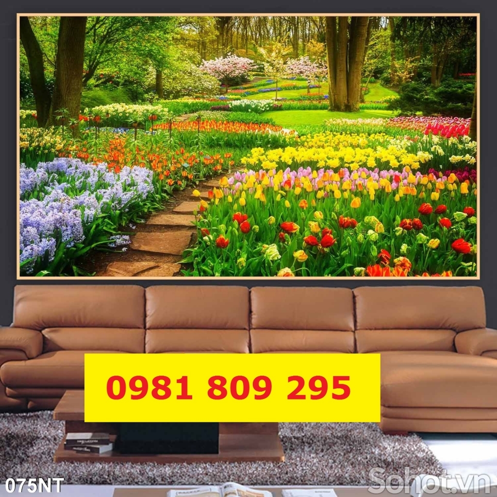 Gạch tranh phong cảnh vườn hoa HP7654