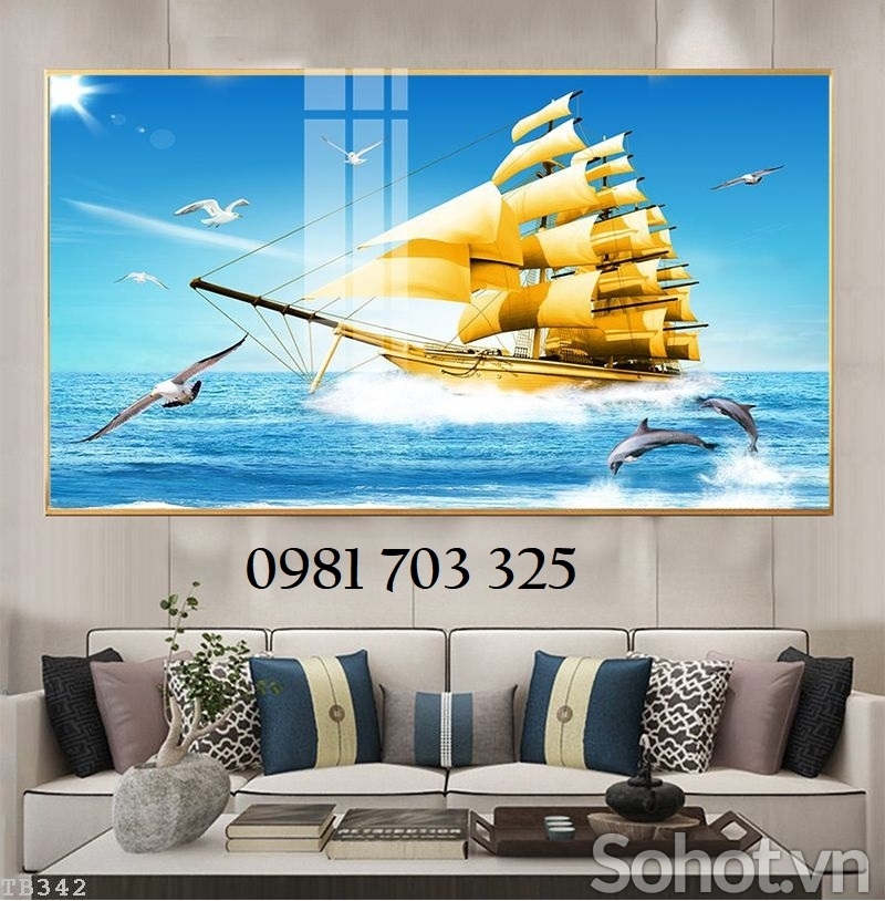 Gạch tranh thuận buồm xuôi gió phong thủy 3D