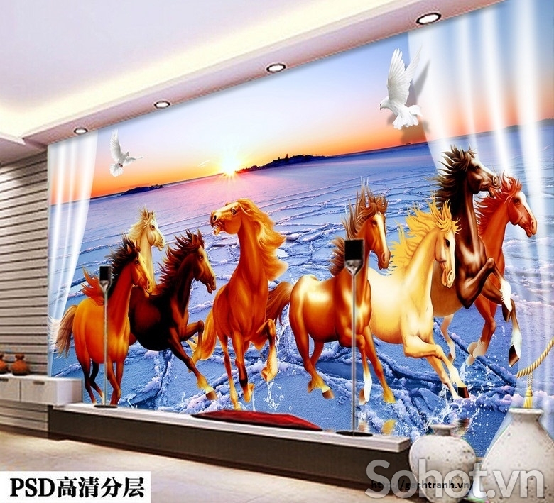 gạch tranh 3d hình con ngựa