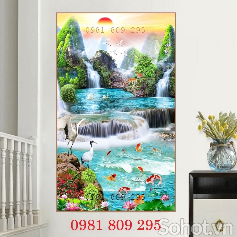 Gạch thác nước , gạch tranh , tranh 3d HDN939