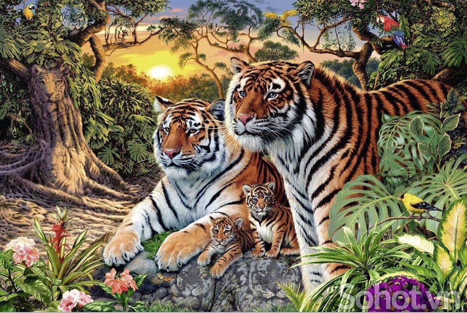 Gạch tranh- Tranh phong thuỷ Hổ