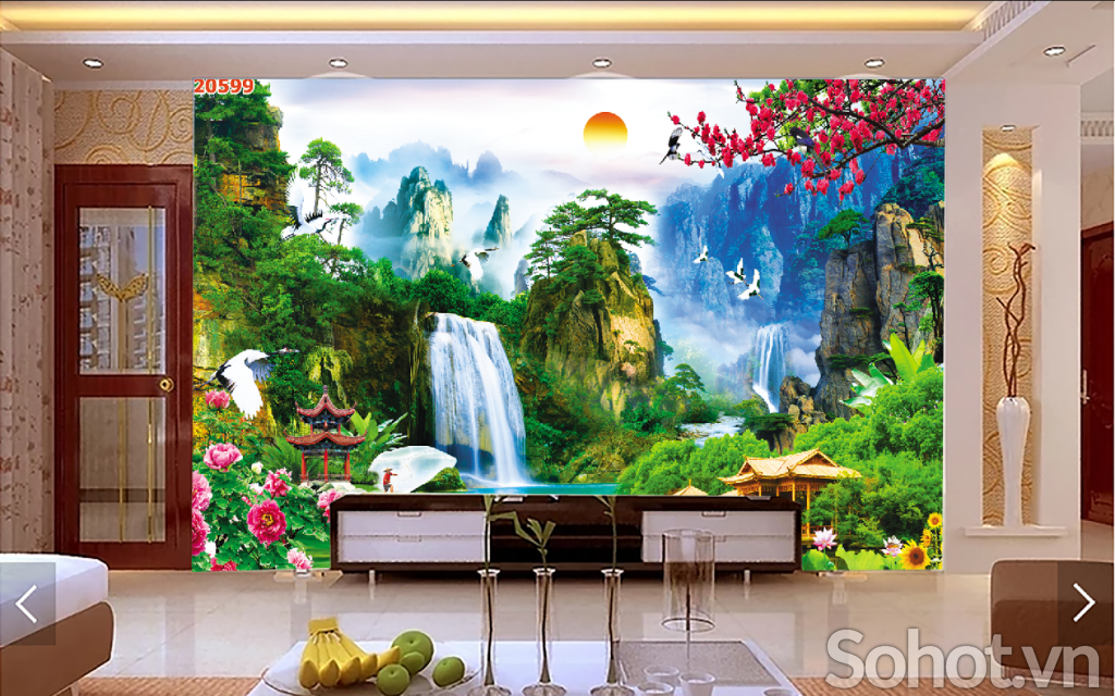 Tranh gạch 3d ốp tường tranh phong cảnh đồng quê - NCVV54
