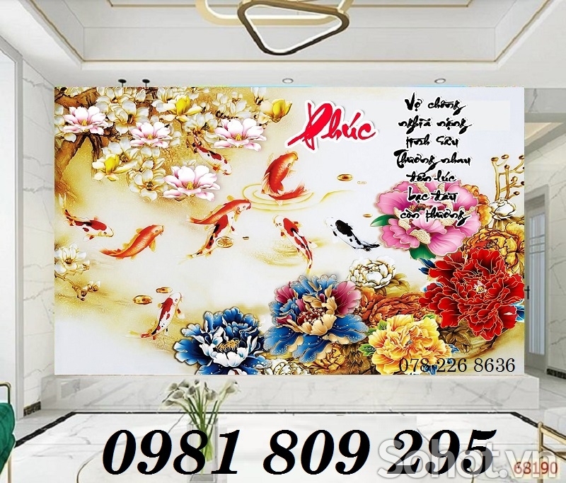Tranh cá chép - gạch tranh 3d phong thủy