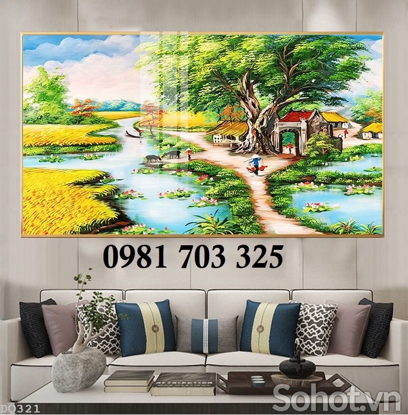 Tranh đồng quê 3D, gạch tranh phong cảnh
