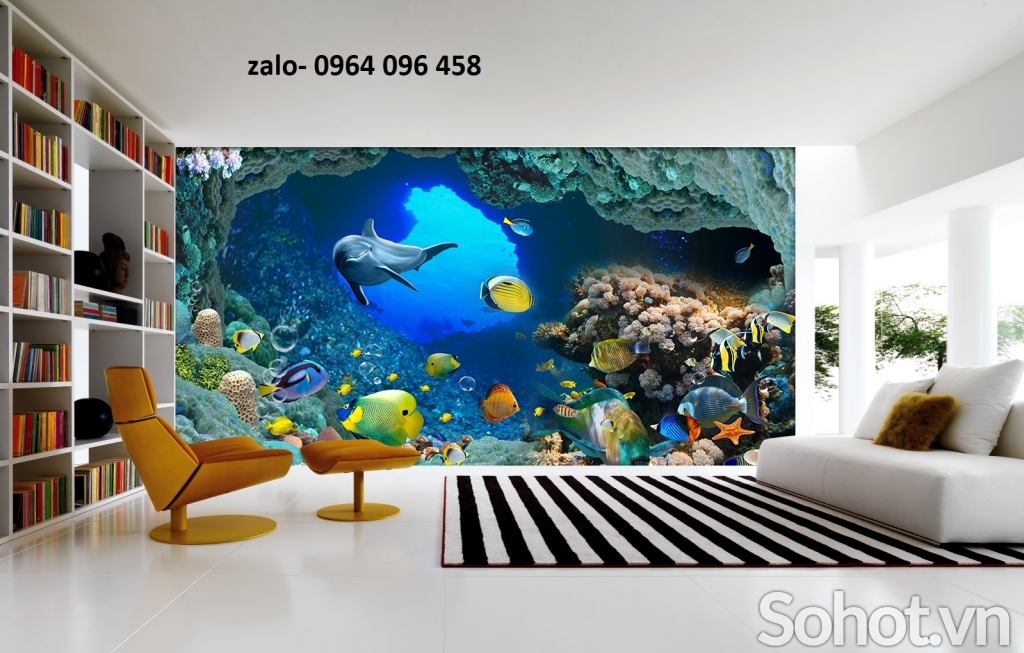 Tranh gạch cá heo đại dương 3d - KNVC43